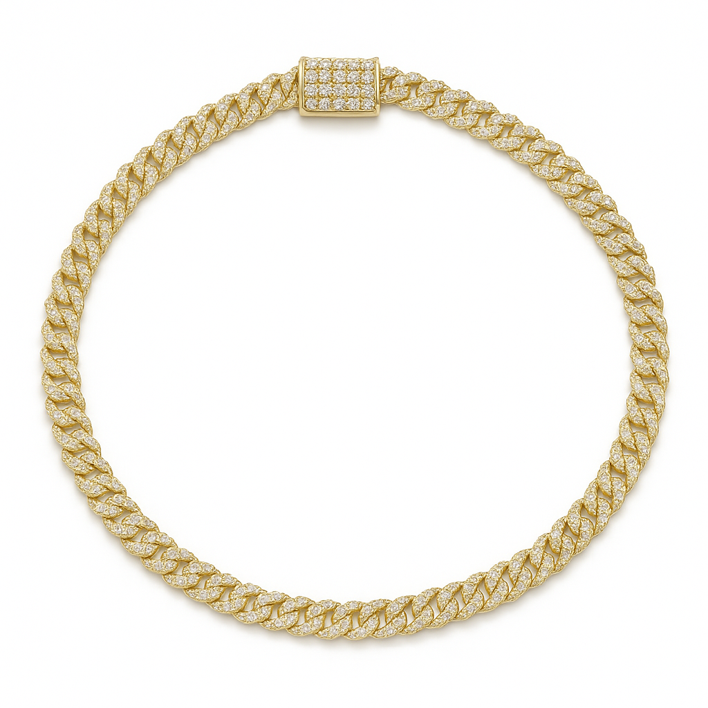 Miami Cuban 3mm 14K Yellow Gold Diamond .66ct Bracelet