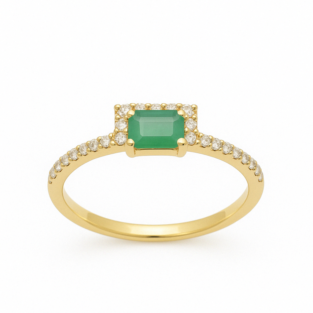 Royal Meadow 14K Yellow Gold Diamond & Emerald Ring