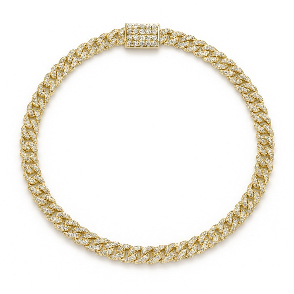 Miami Cuban 4mm 14K Yellow Gold Diamond .66ct Bracelet