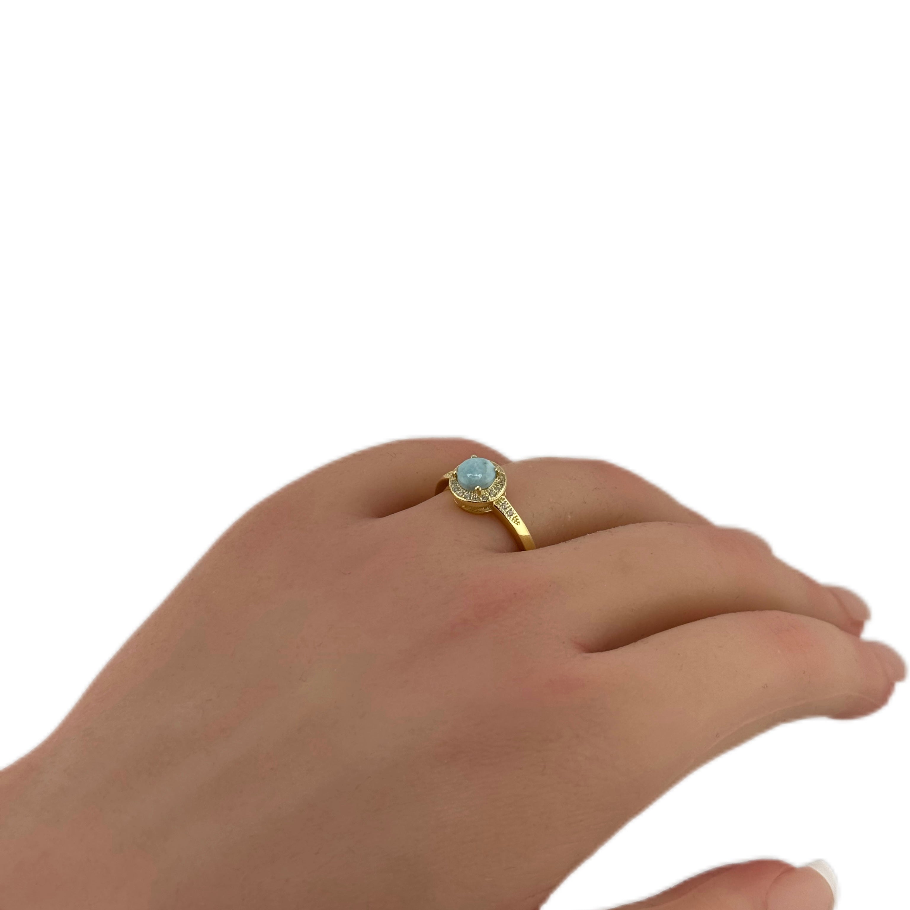 Oceanic Larimar Halo Gold Ring