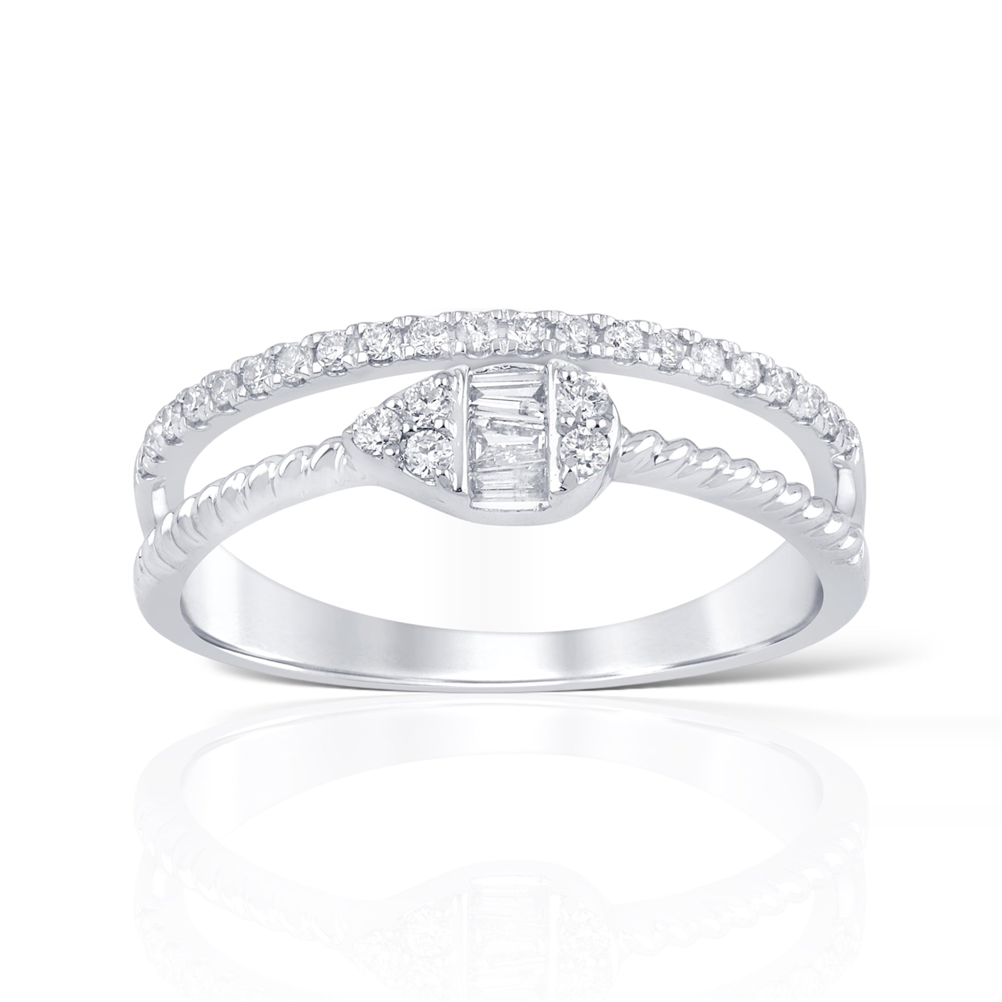 Dual Baguette 14K White Gold Diamond Ring