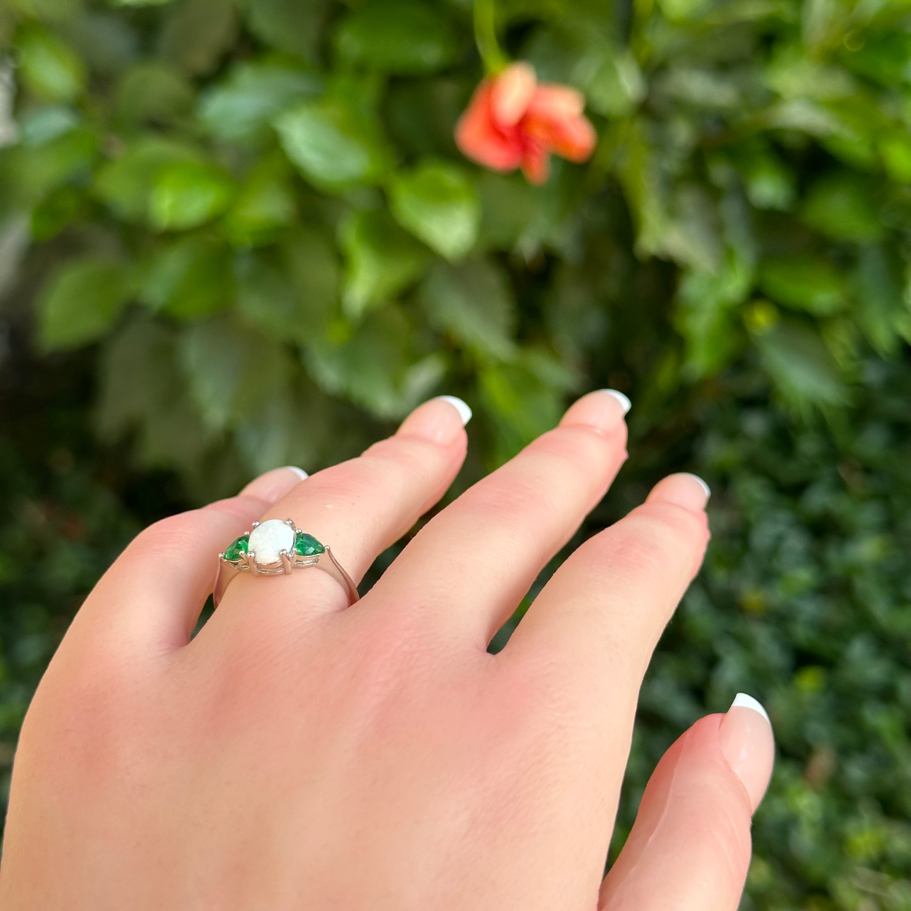 Ethereal Opal & Emerald Love Ring