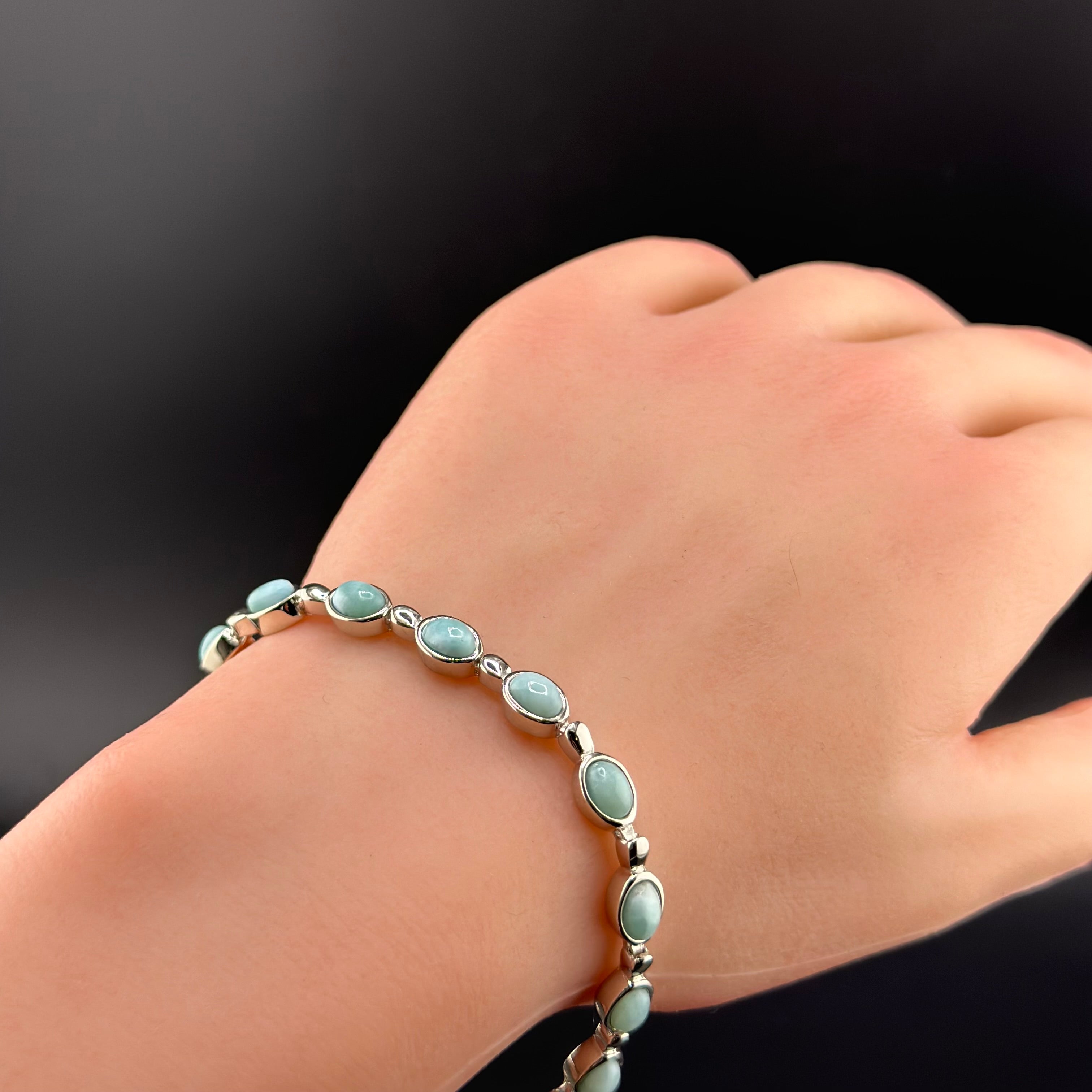 Eternal Blue Oval Larimar Bracelet