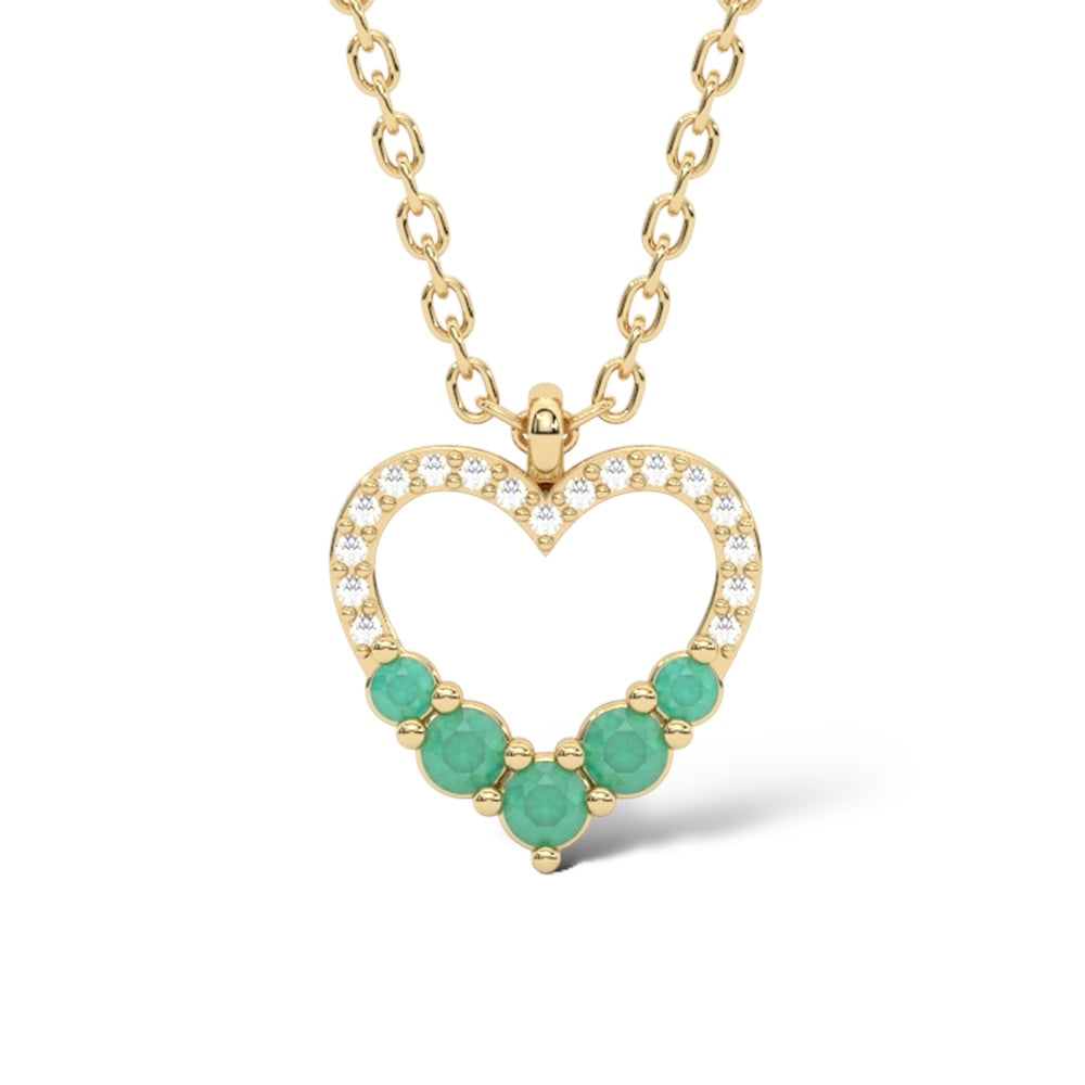 Heart Core 14K Yellow Gold Diamond & Emerald Necklace