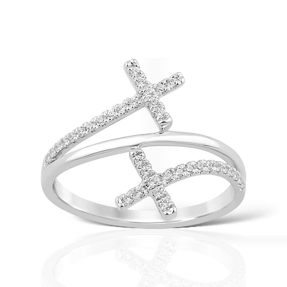 Cross Of Light 14K White Gold Diamond Ring