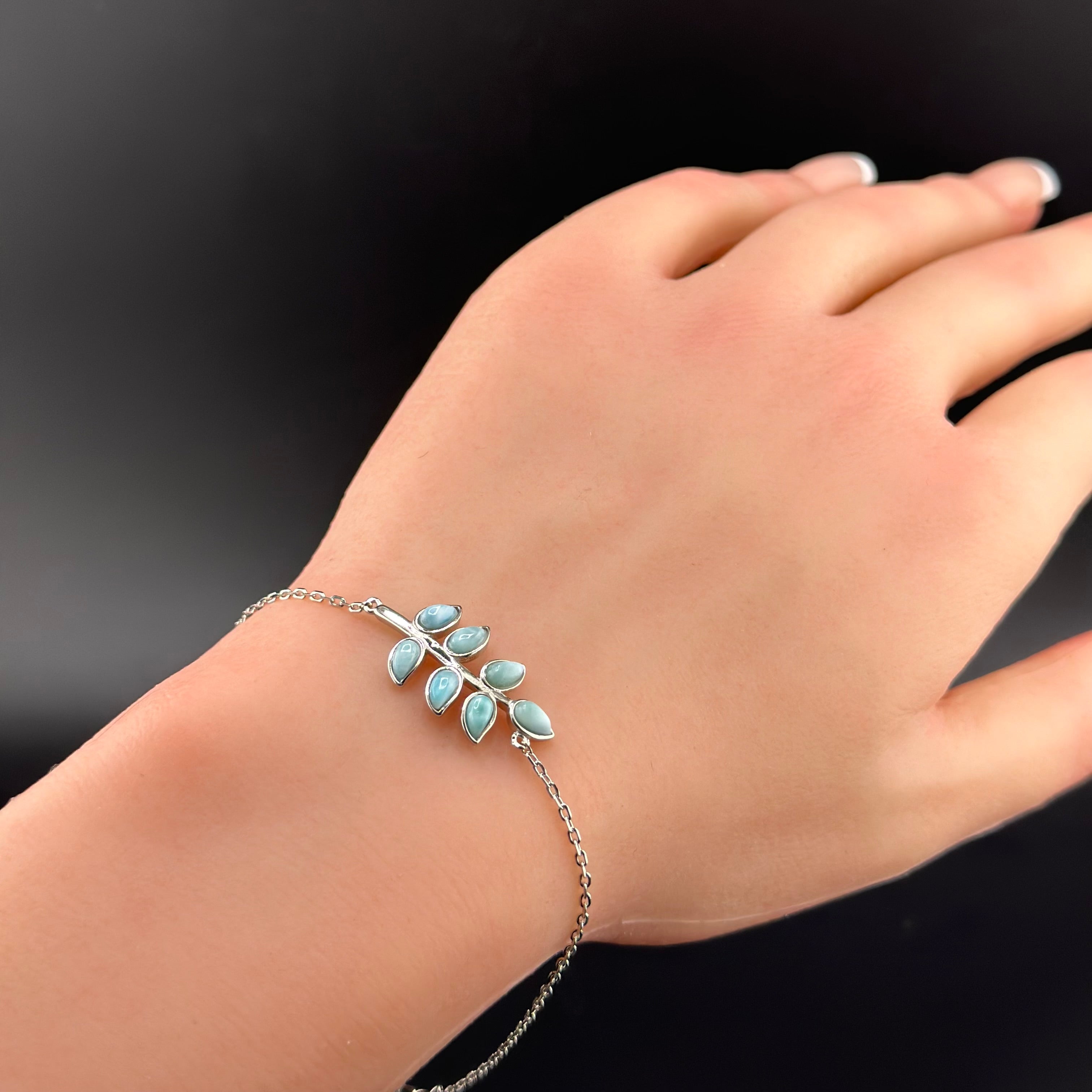 Tropical Leaf Larimar Bracelet