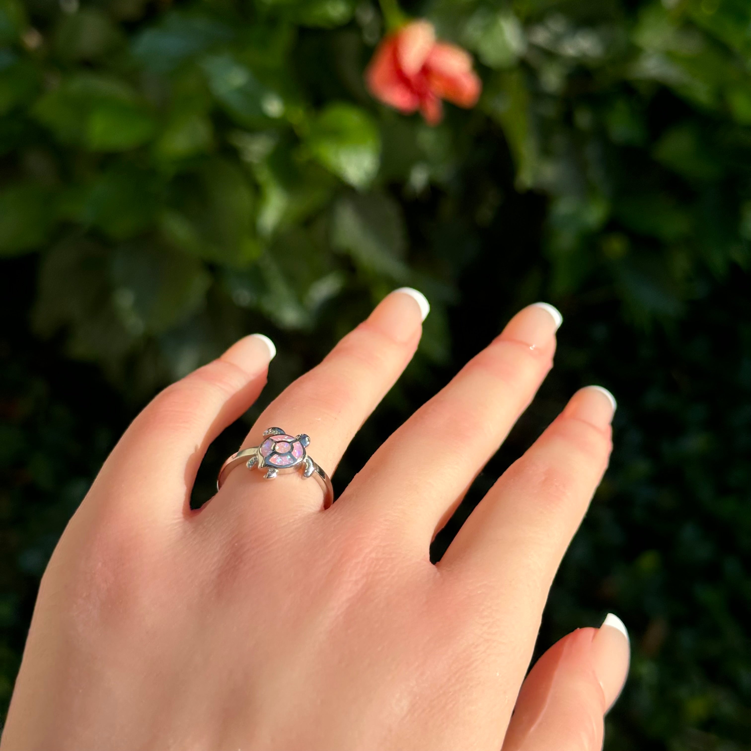 Turtle Blossom Pink Opal Ring