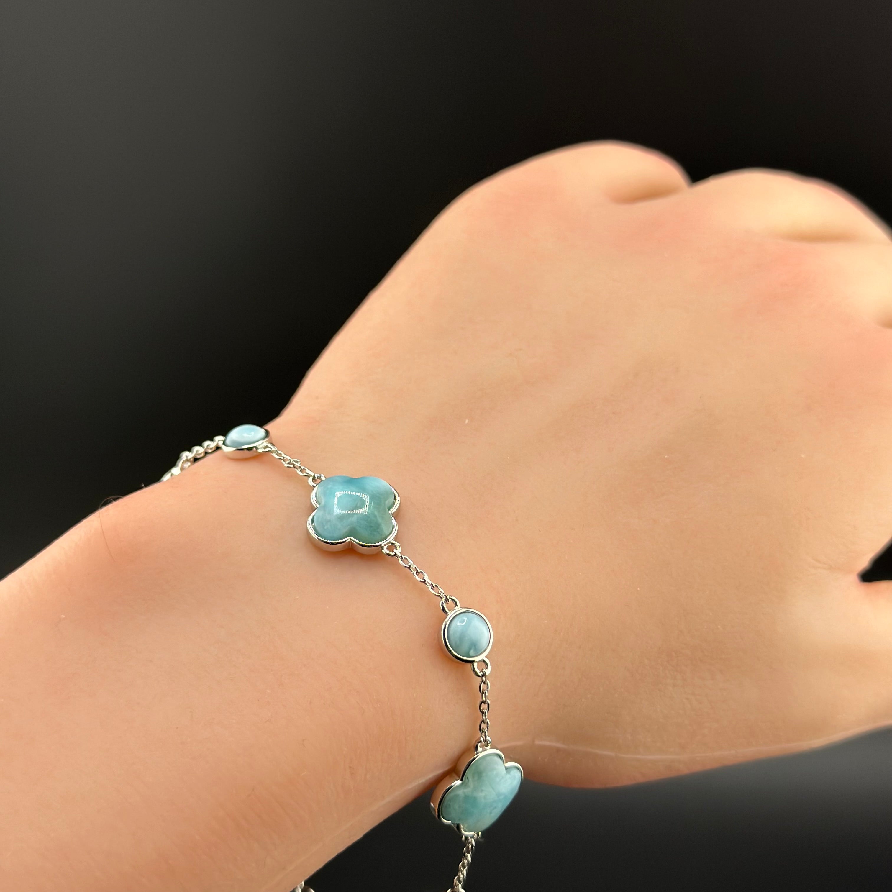 Blossom Clover Larimar Bracelet