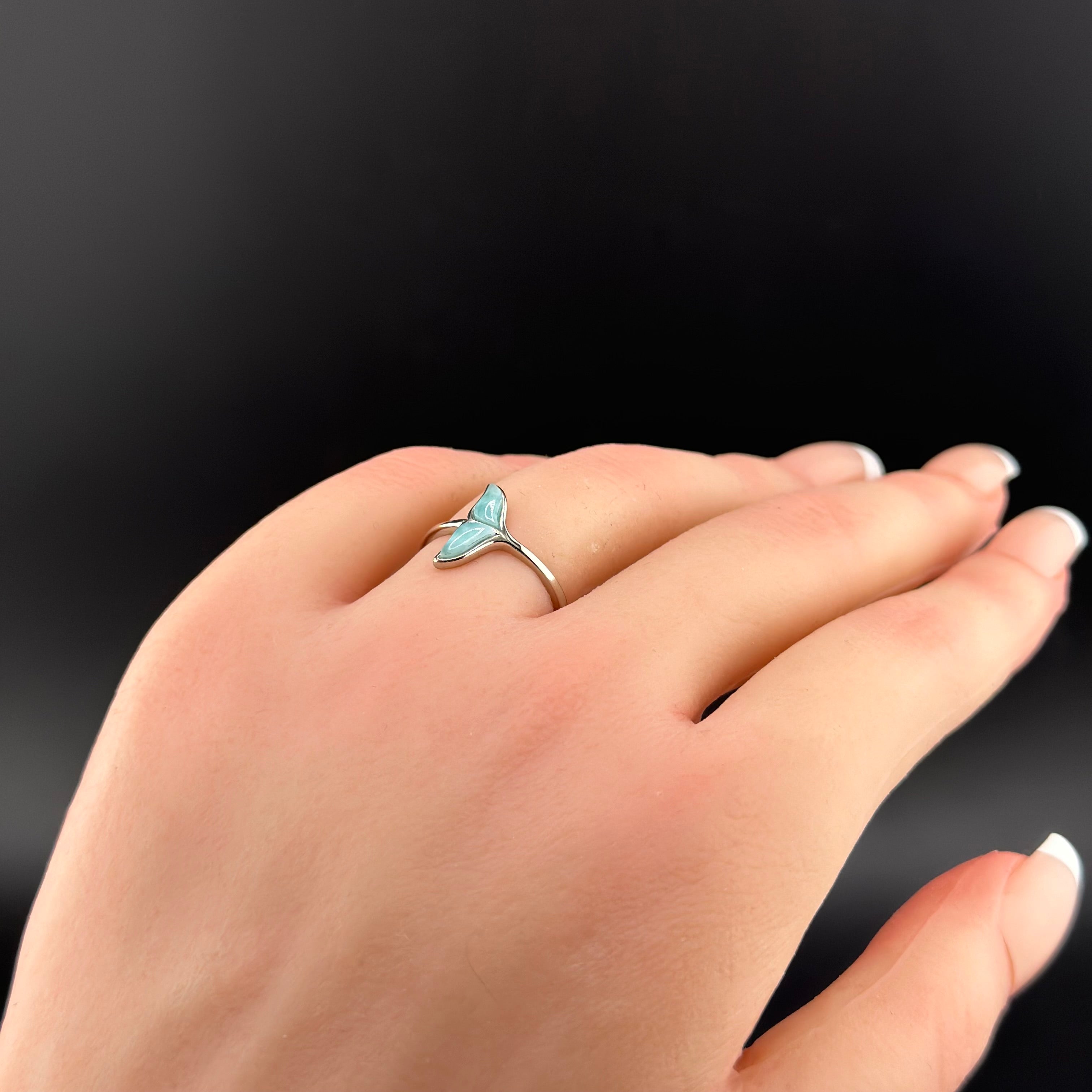 Aqua Serenade Whale Tail Ring