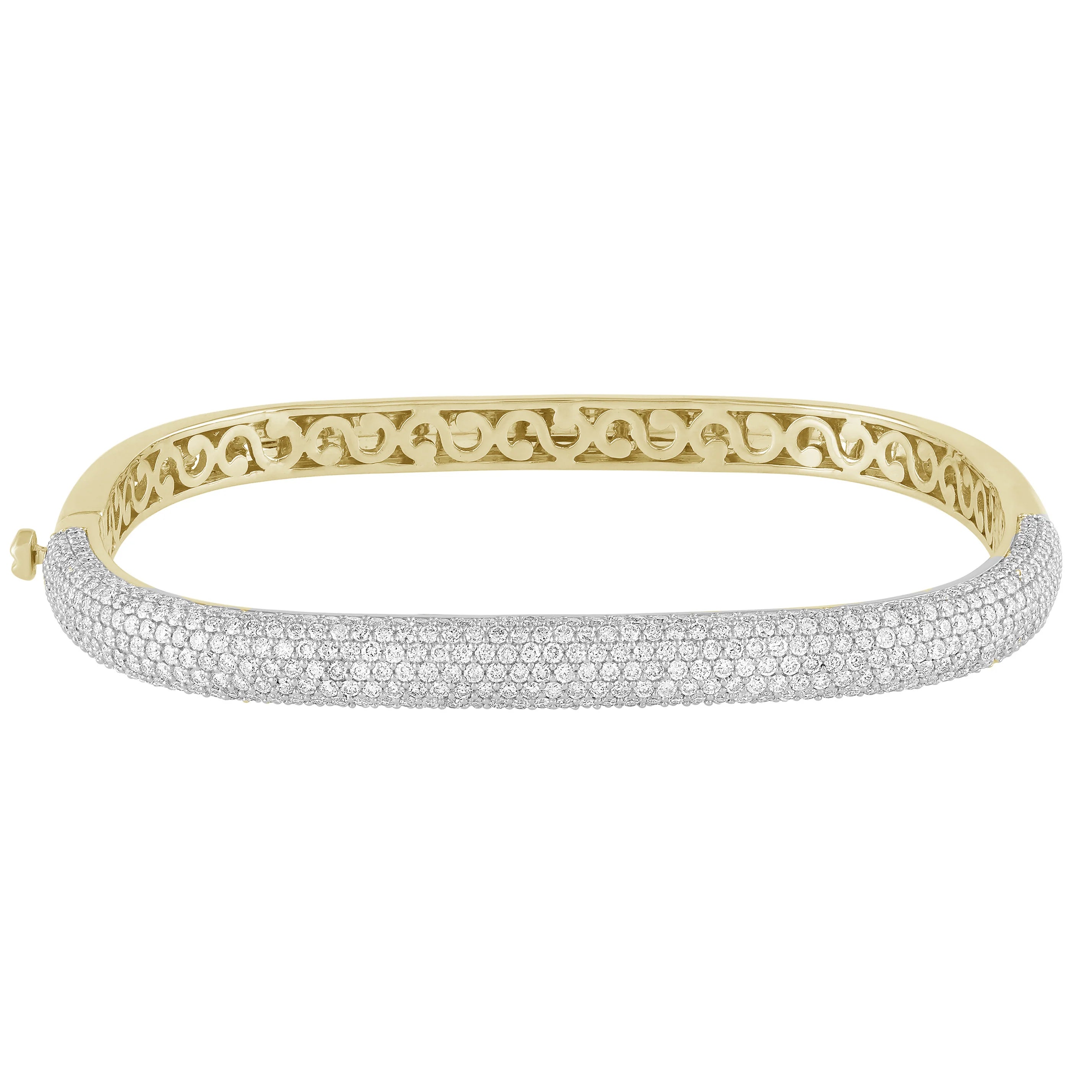 Lustre Crest 14K Gold Diamond Pave Bangle Bracelet