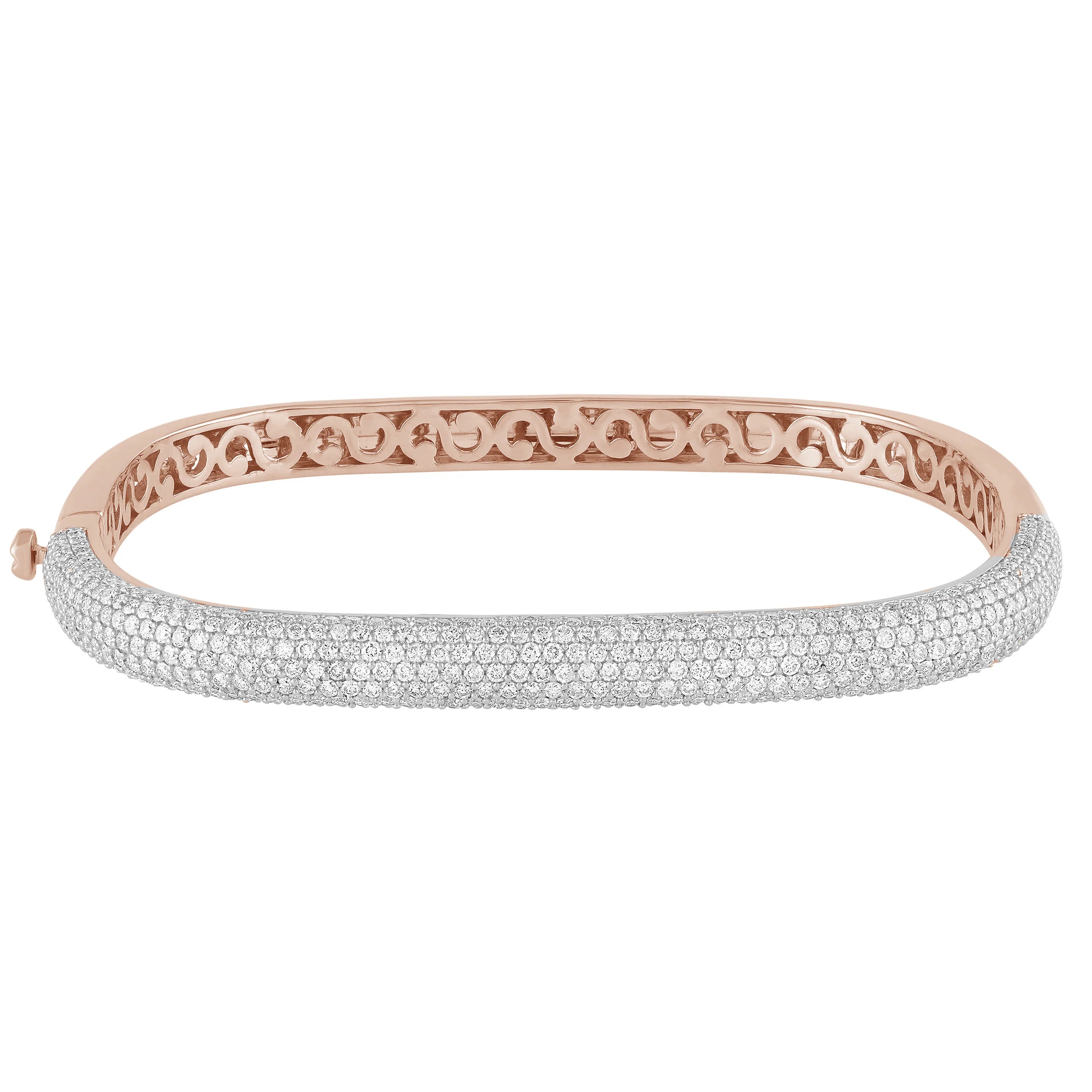 Lustre Crest 14K Gold Diamond Pave Bangle Bracelet