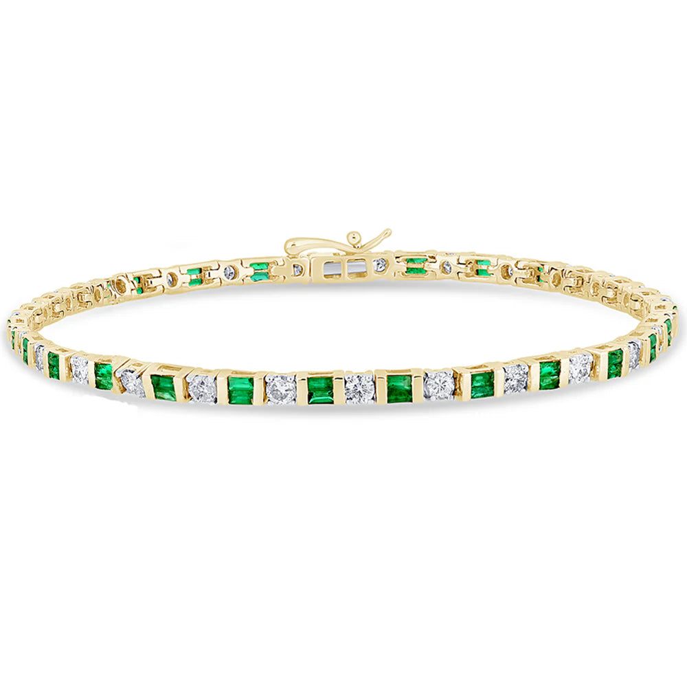 Green Oasis 14K Yellow Gold Diamond & Emerald Bracelet