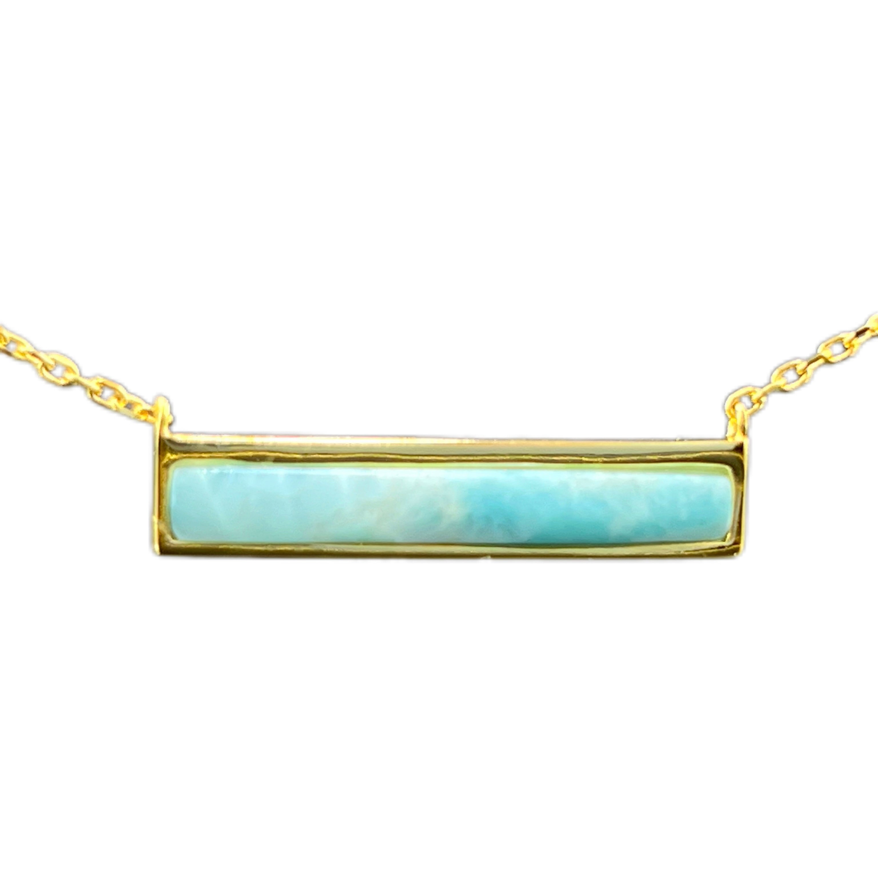 Gold Eternal Lush Larimar Bar Pendant