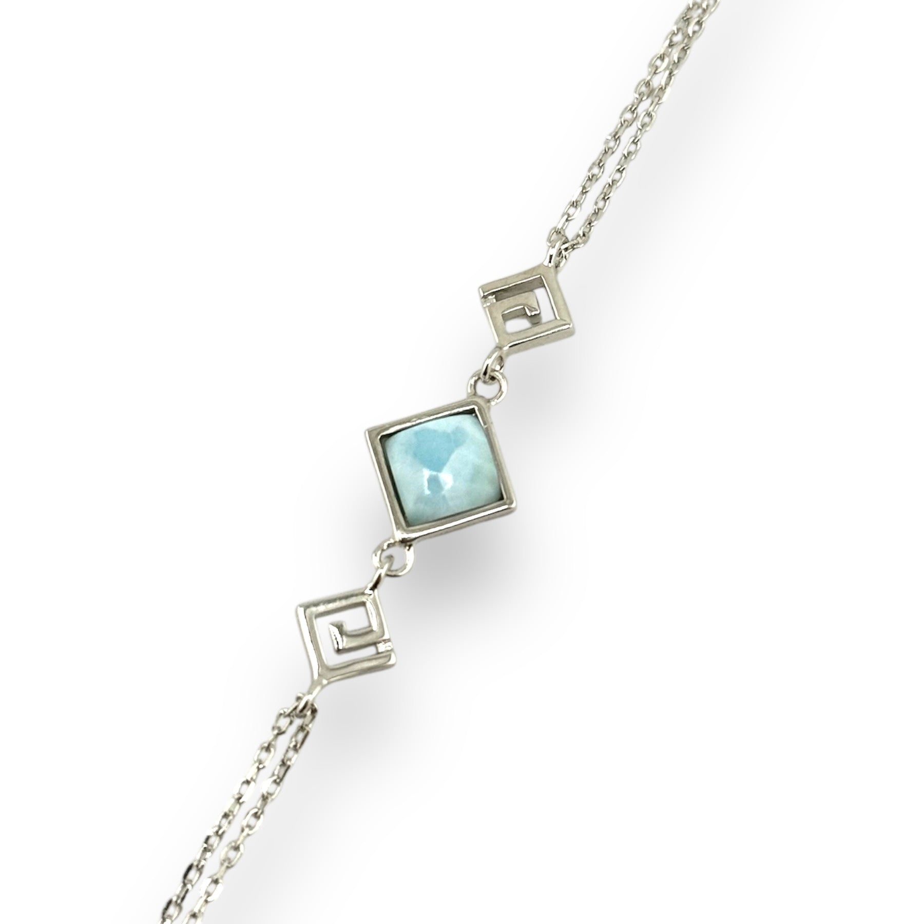 Square Bliss Swirl Larimar Bracelet