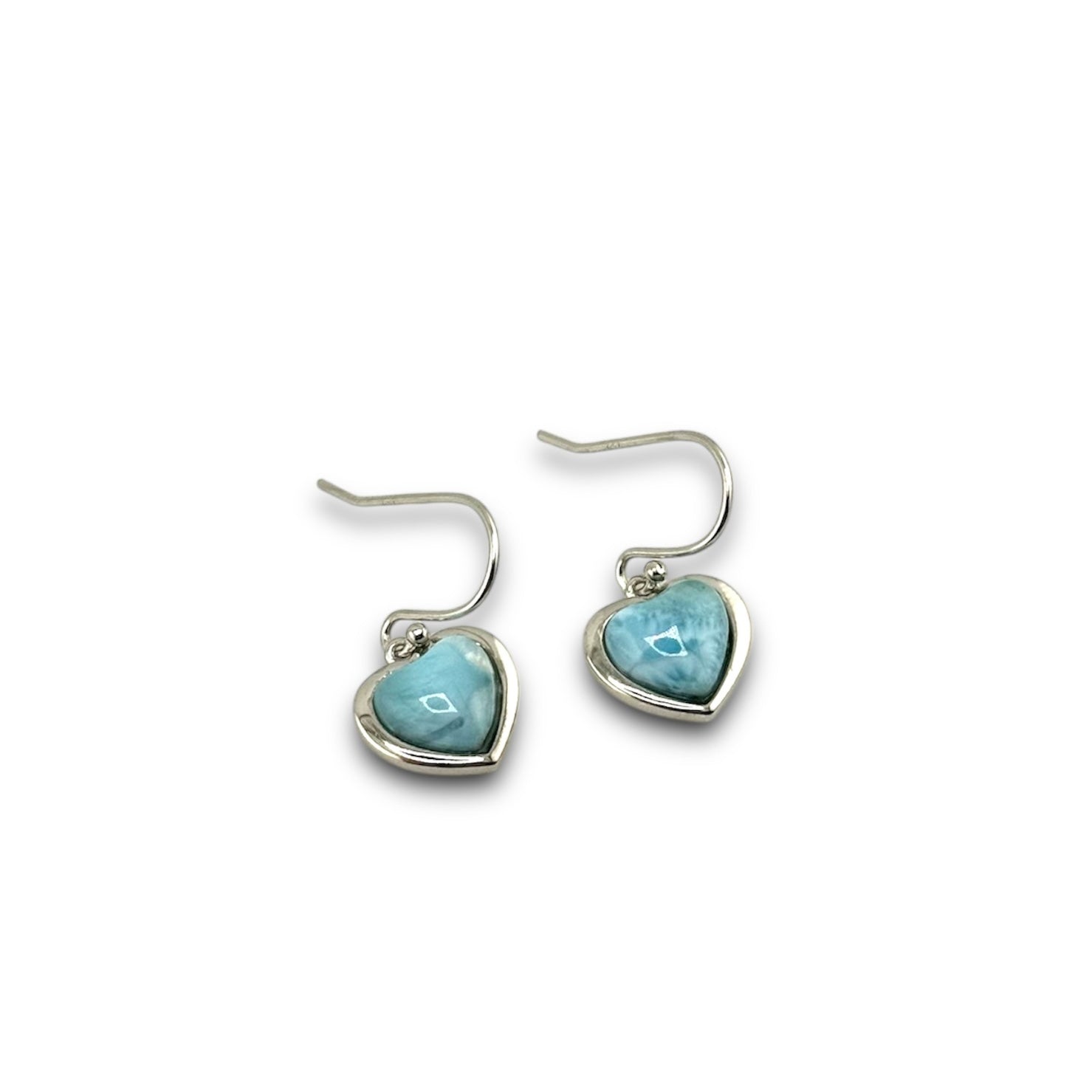 Oceanic Heart Drop Dangling Larimar Earrings