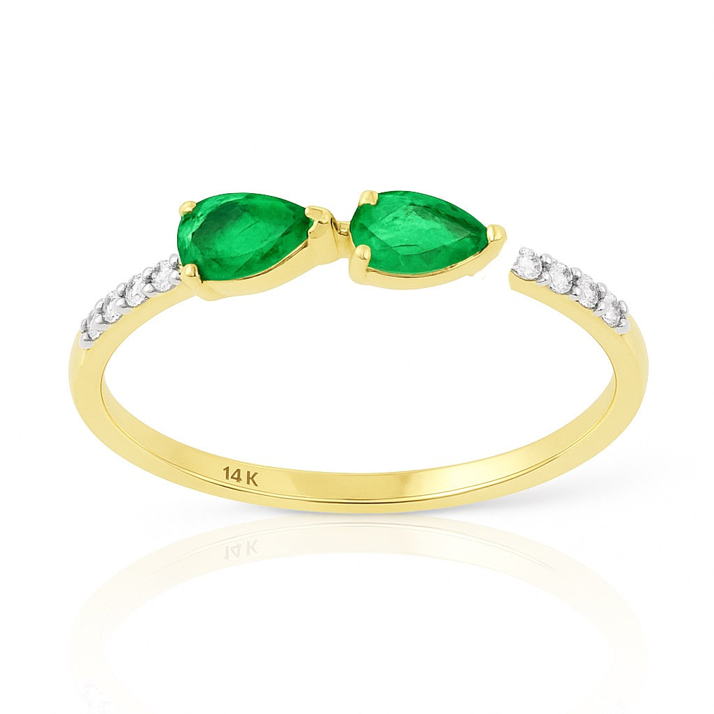 Green Majesty 14K Yellow Gold Diamond & Emerald Ring