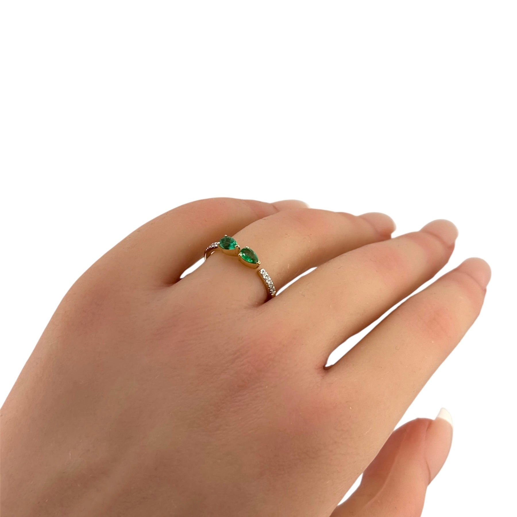 Green Majesty 14K Yellow Gold Diamond & Emerald Ring