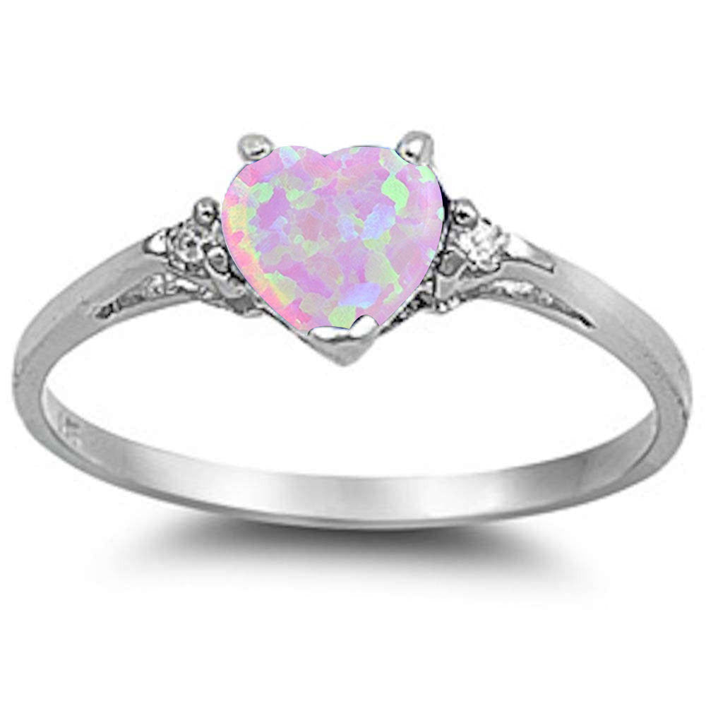 Dreamy Pink Heart Opal Sparkle Ring