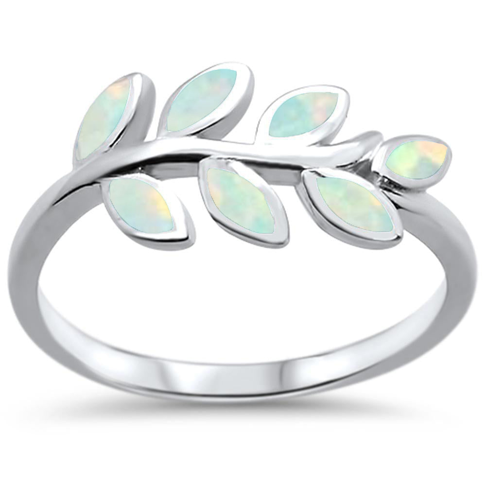 Lunar Leaf White Opal Ring