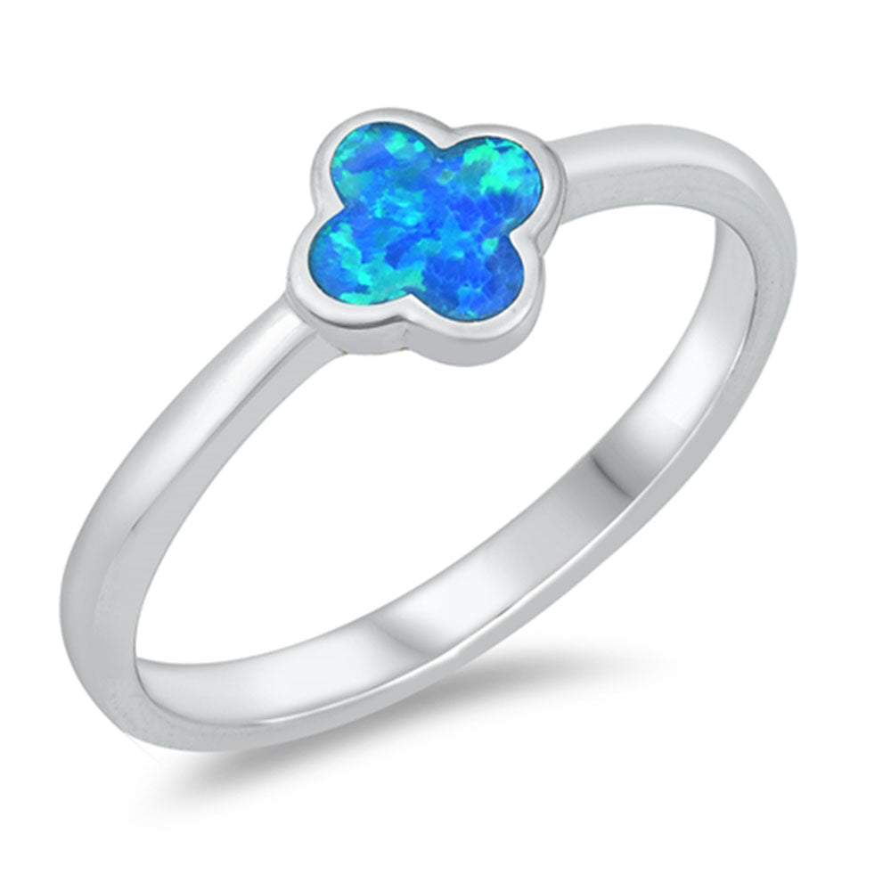 Blue Opal Clover Ring