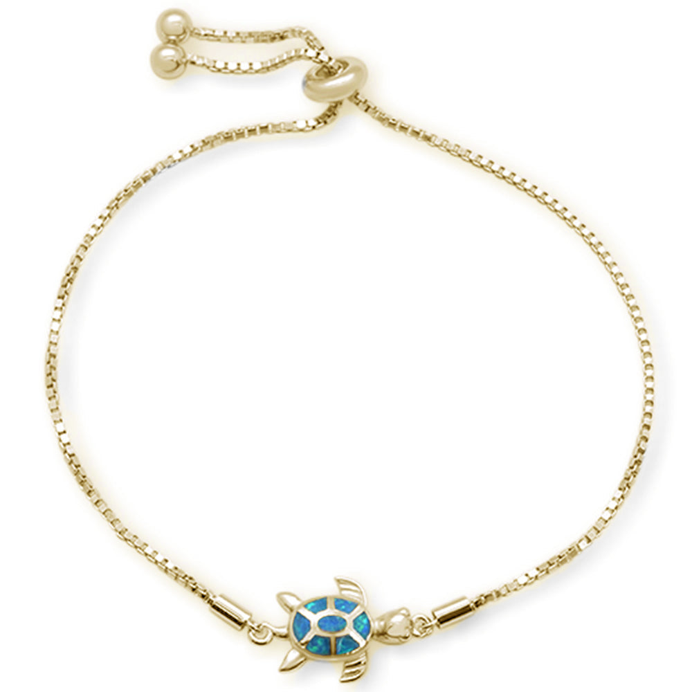 Gold Azure Wave Turtle Toggle Bola Bracelet