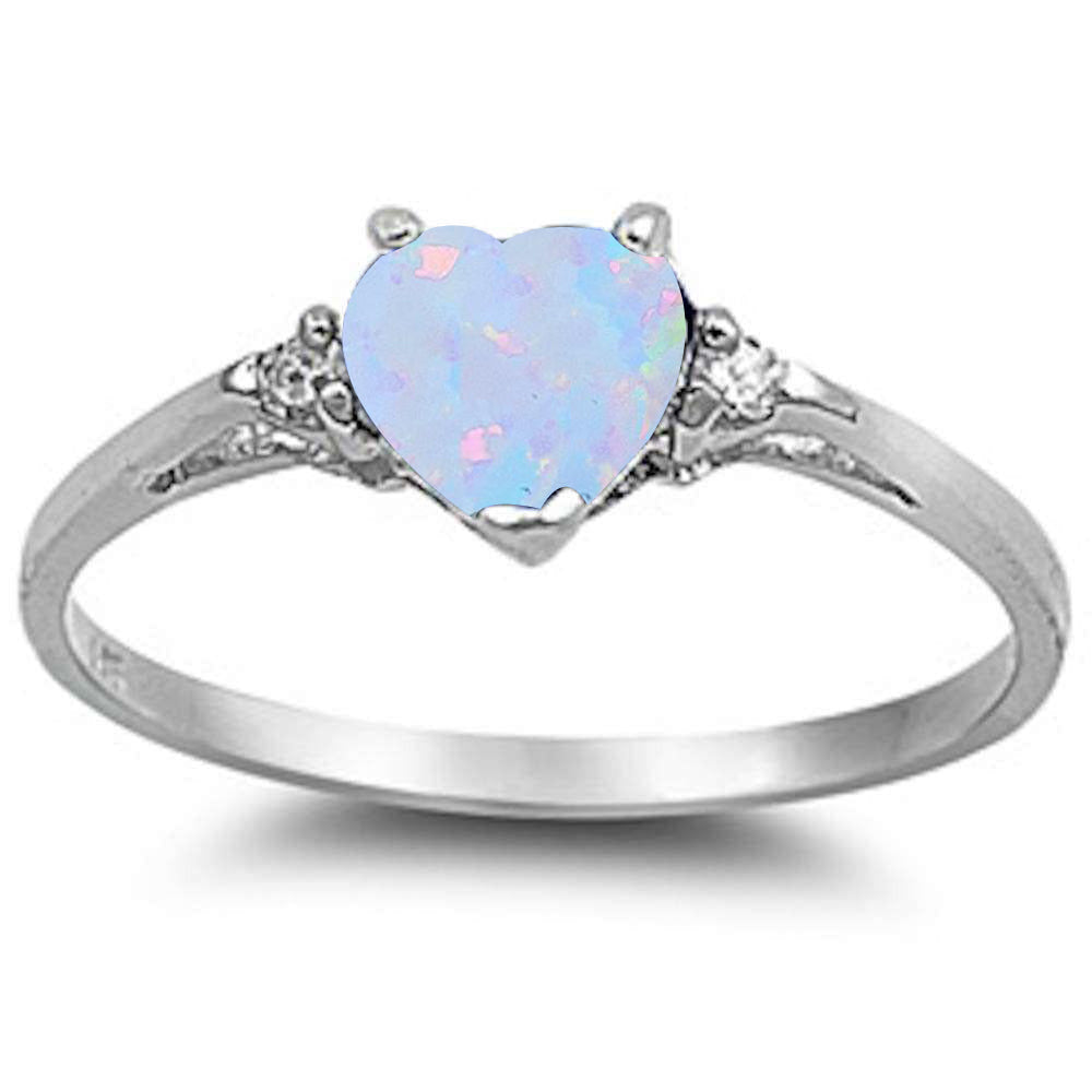 White Opal Heart Sparkle Ring