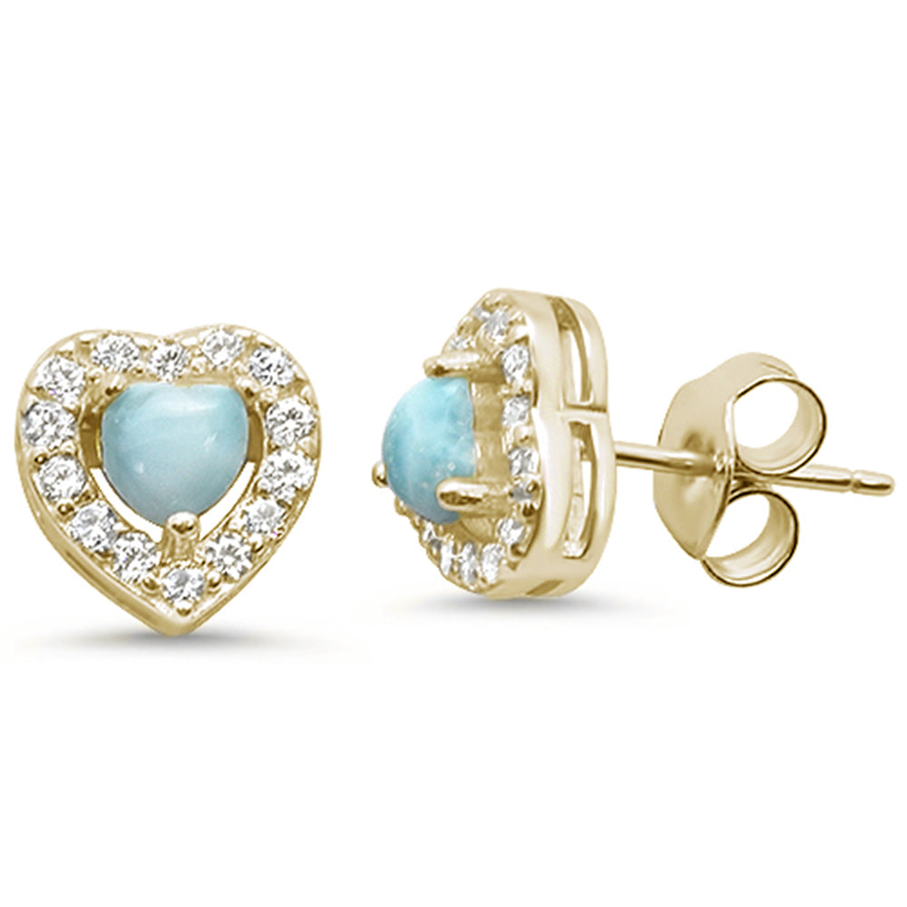 Gold Elysian Heart Gleaming Larimar Earrings