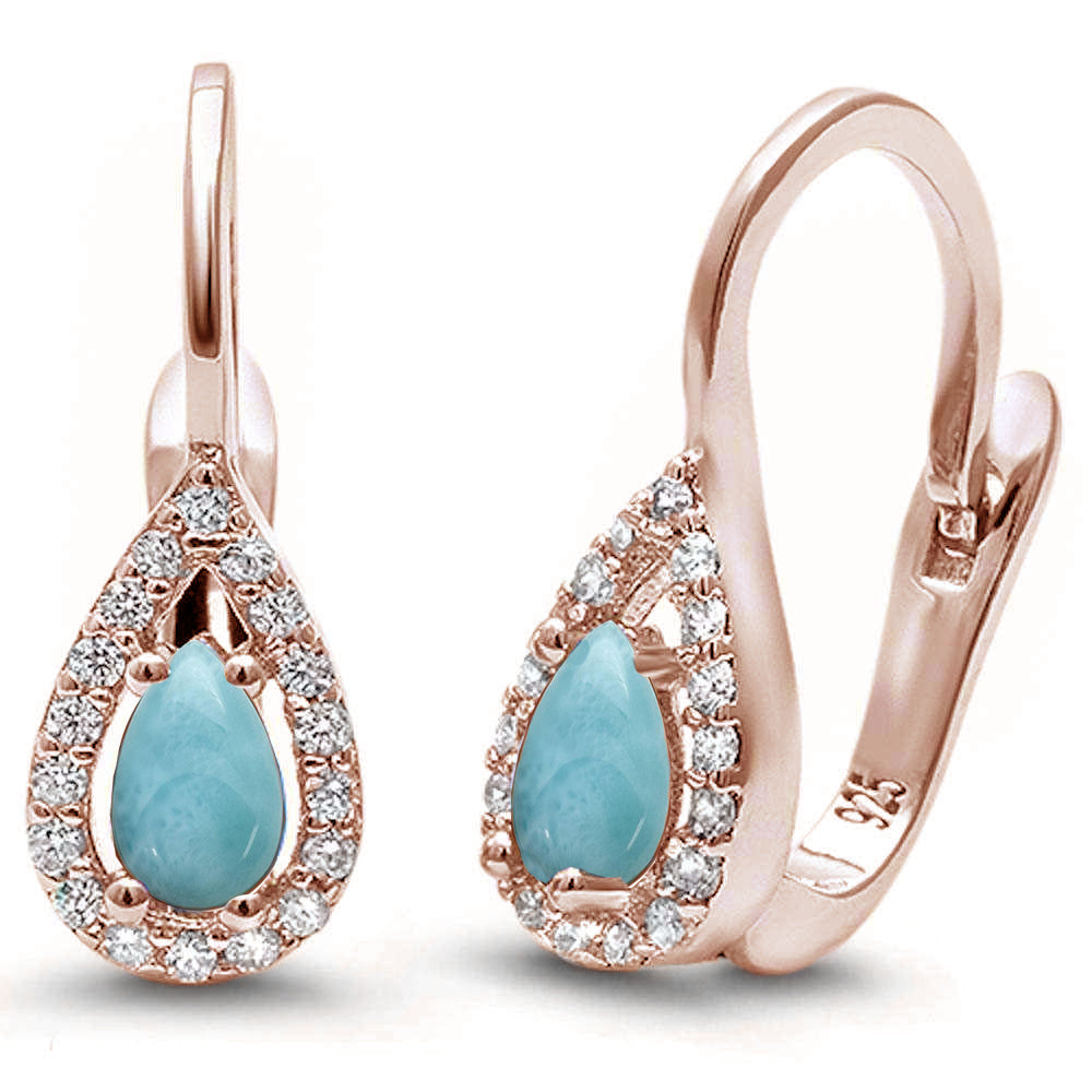 Rose Gold Seraphic Larimar & CZ Earrings