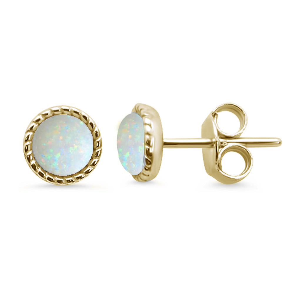 Gold Braided Mystique White Opal Earrings