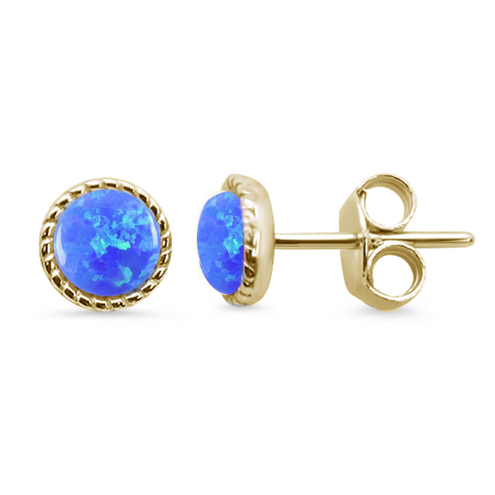 Gold Braided Mystique Blue Opal Earrings