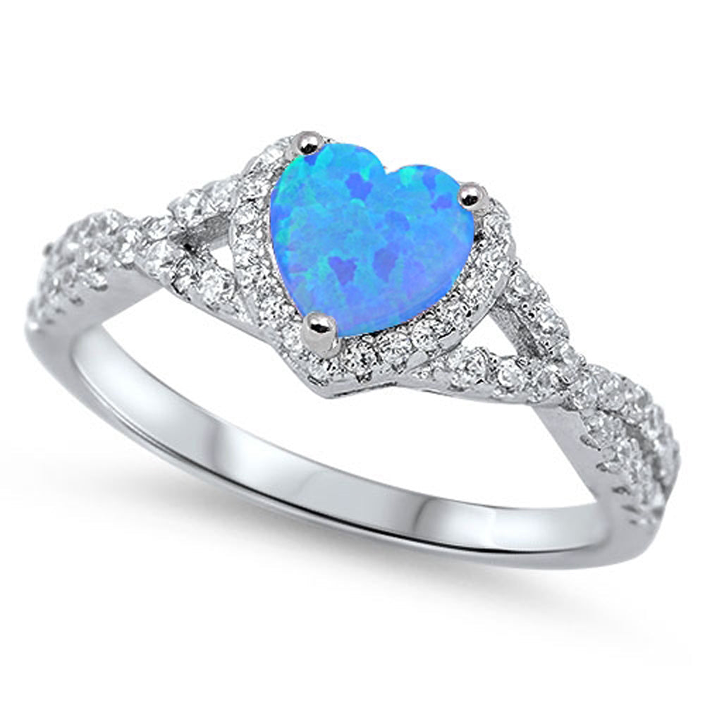 Blue Opal Embrace Heart Ring