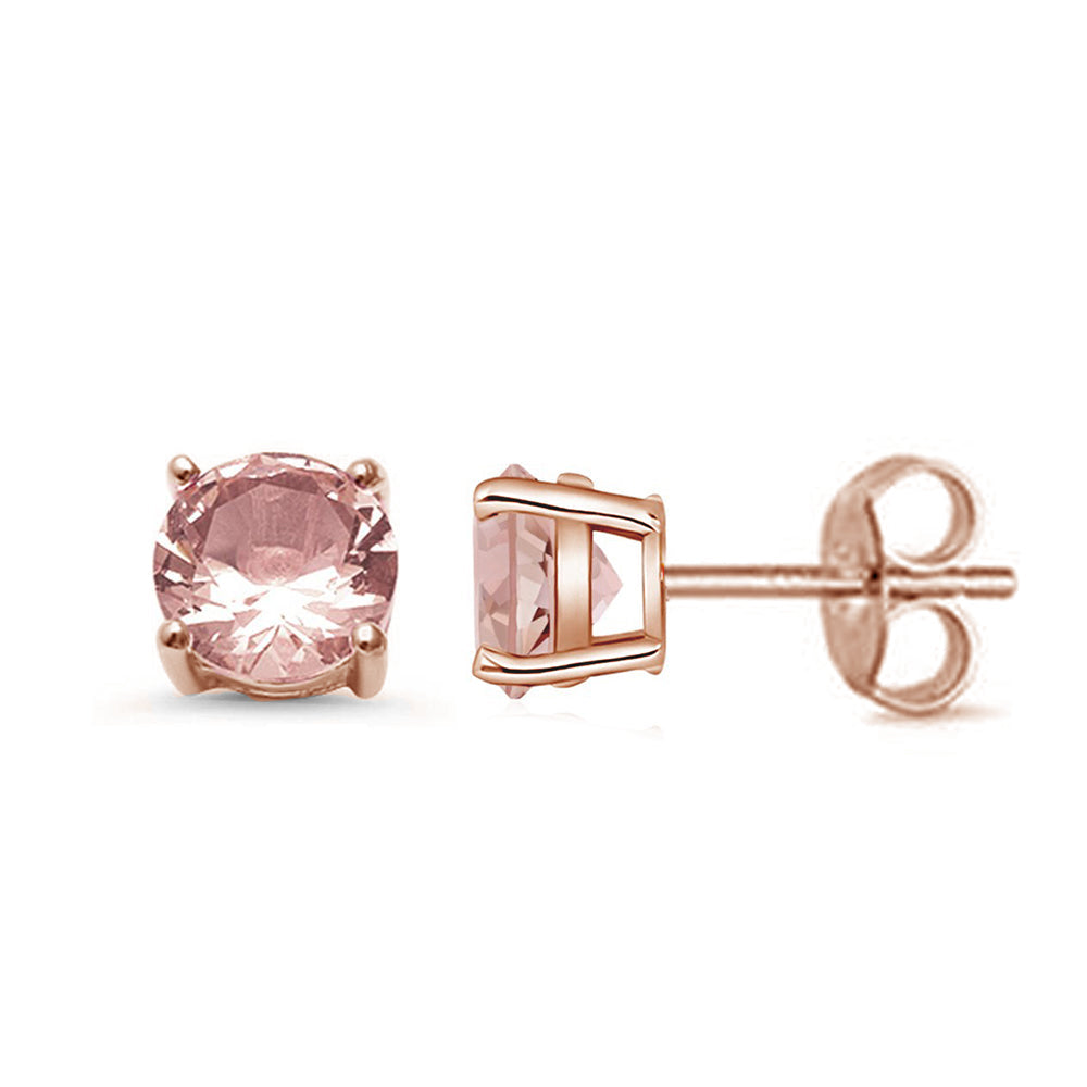 Rose Gold Round Morganite Earrings