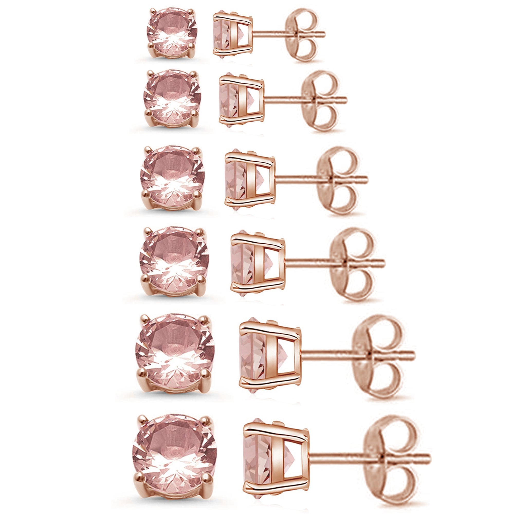 Rose Gold Round Morganite Earrings