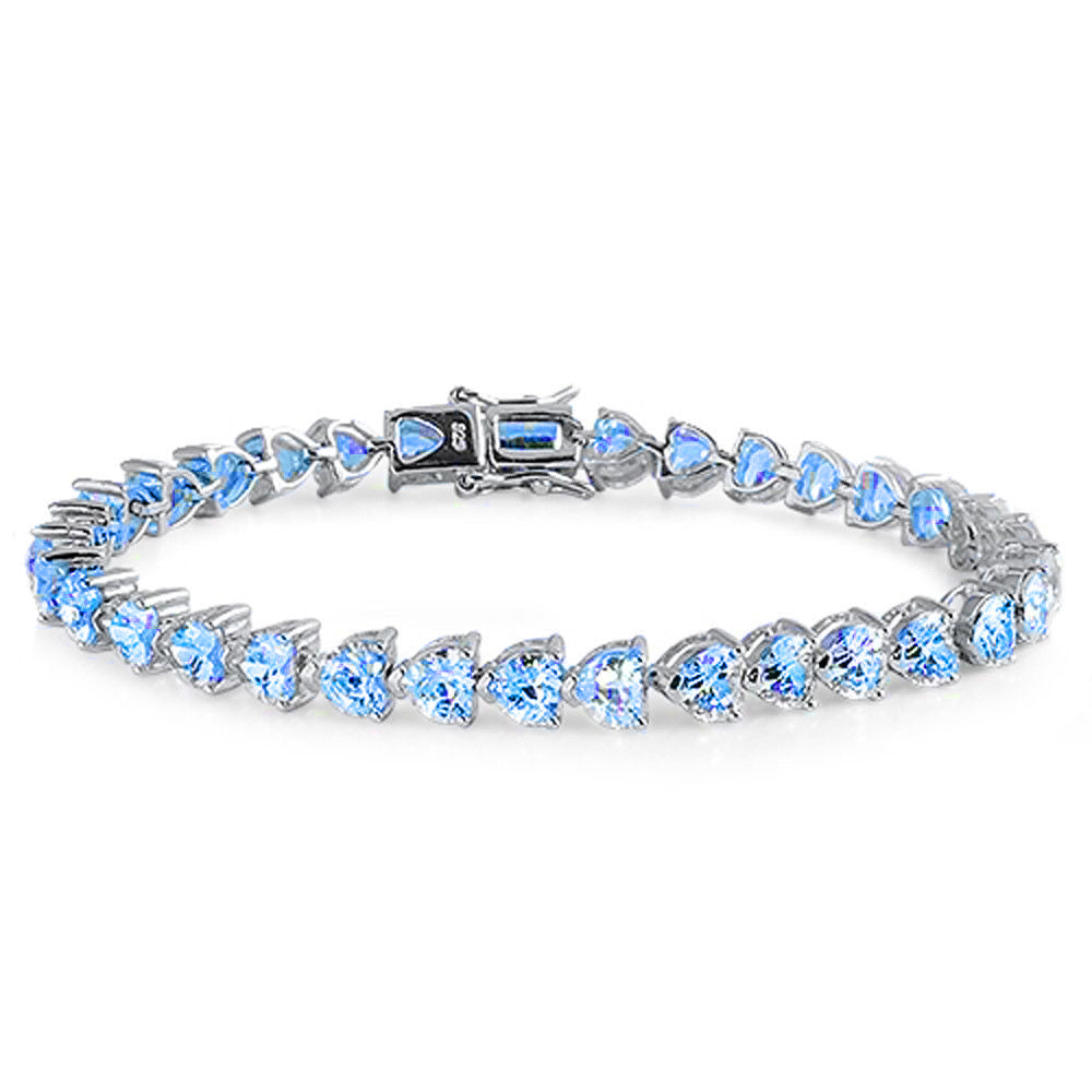 Heavenly Blue Topaz & CZ Heart Bracelet