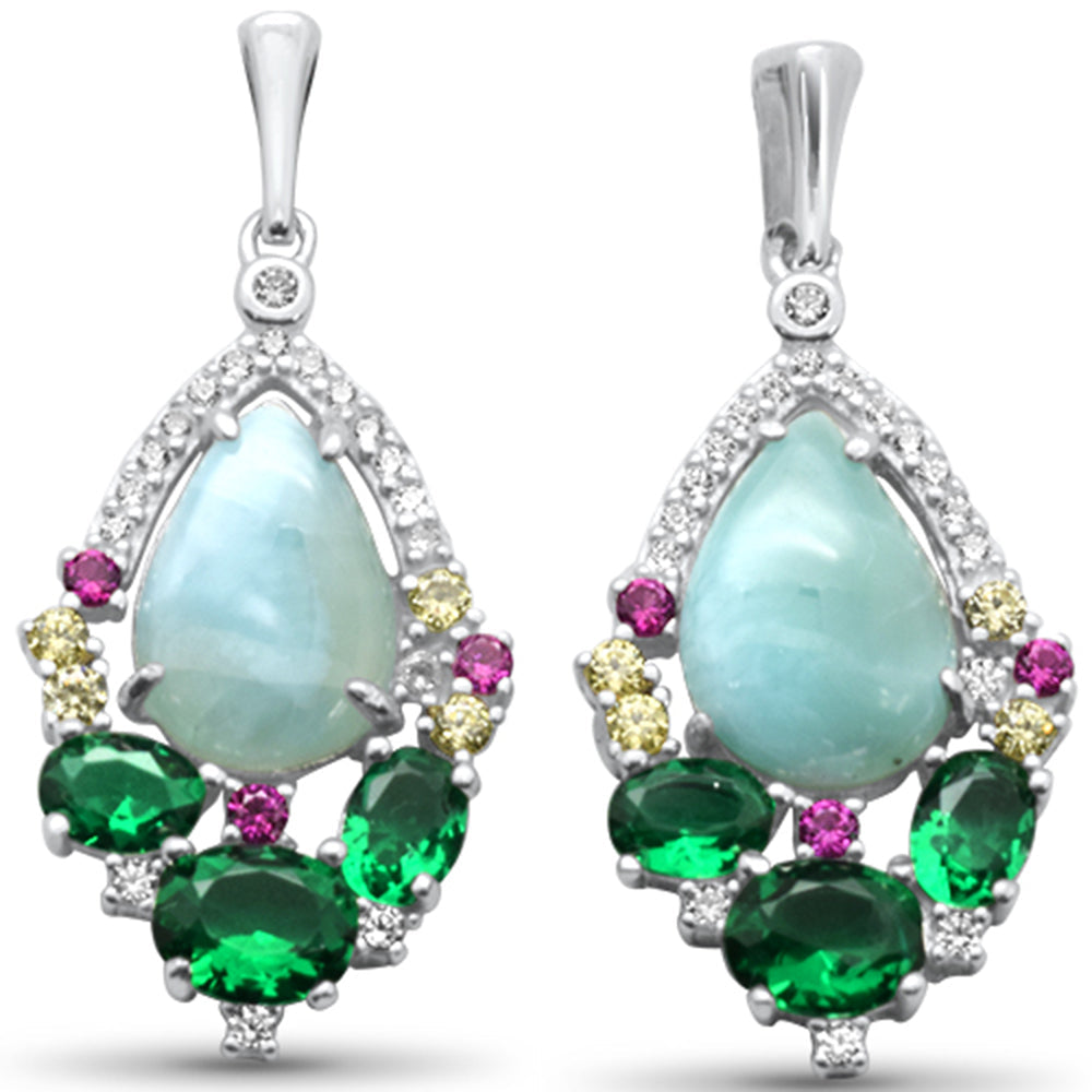 Ethereal Multicolor Larimar Pear Drop Earrings