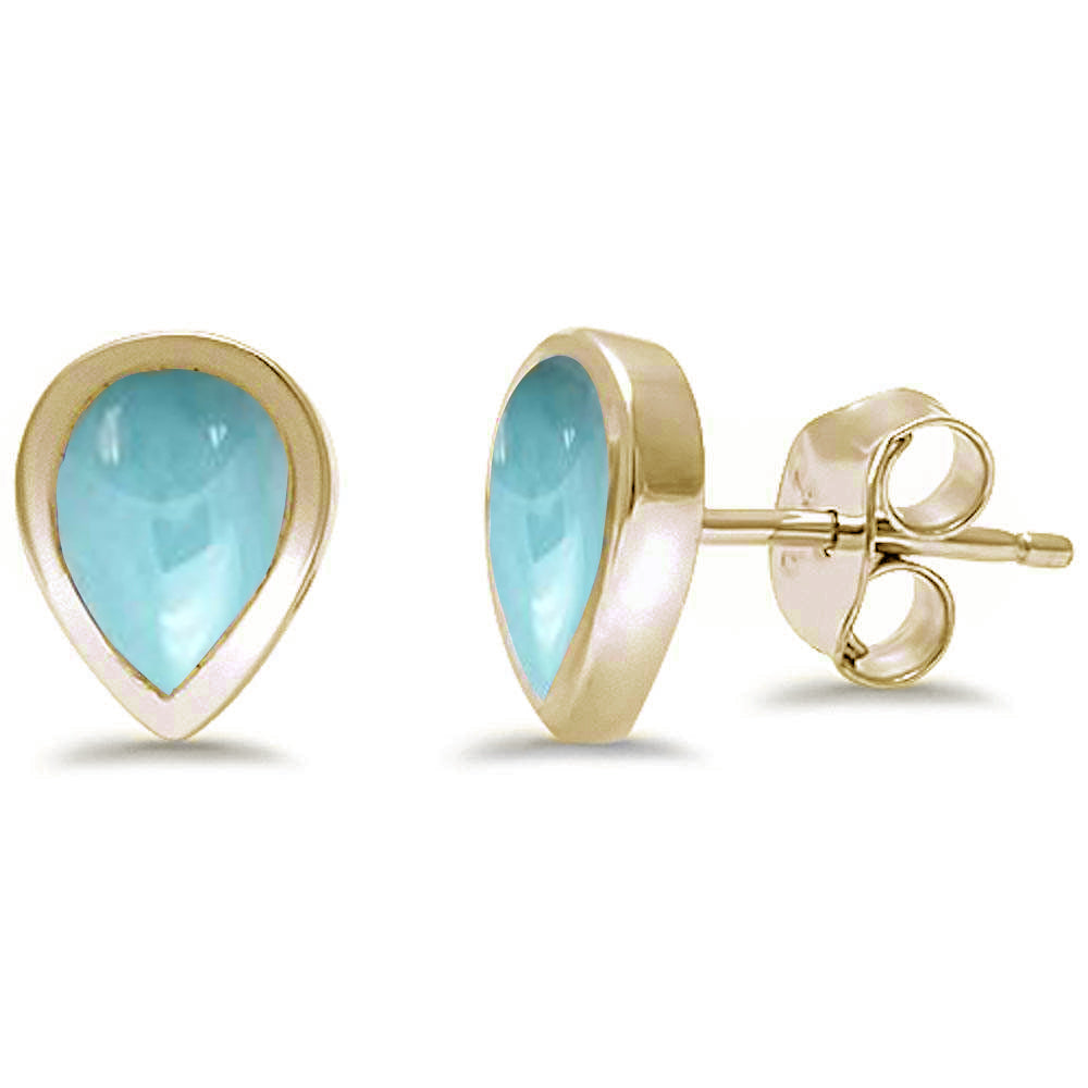 Gold Pearl Essence Larimar Earrings