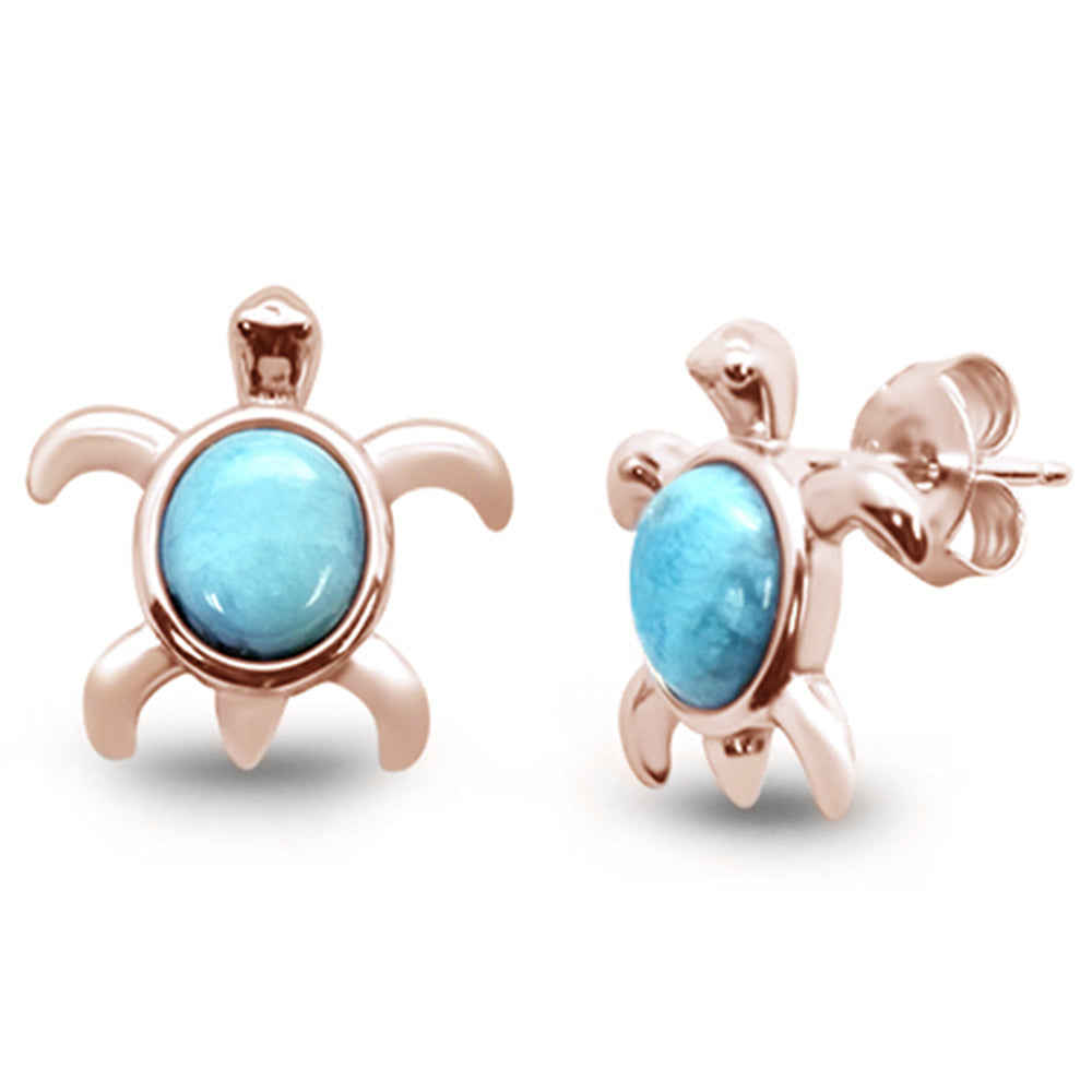 Rose Gold Romantic Larimar Turtle Earrings