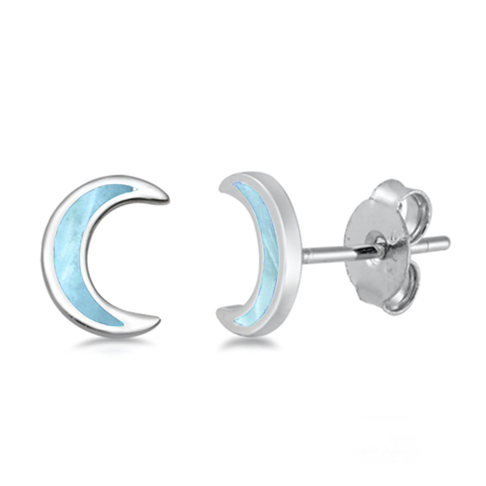 Skyborn Crescent Larimar Stud Earrings