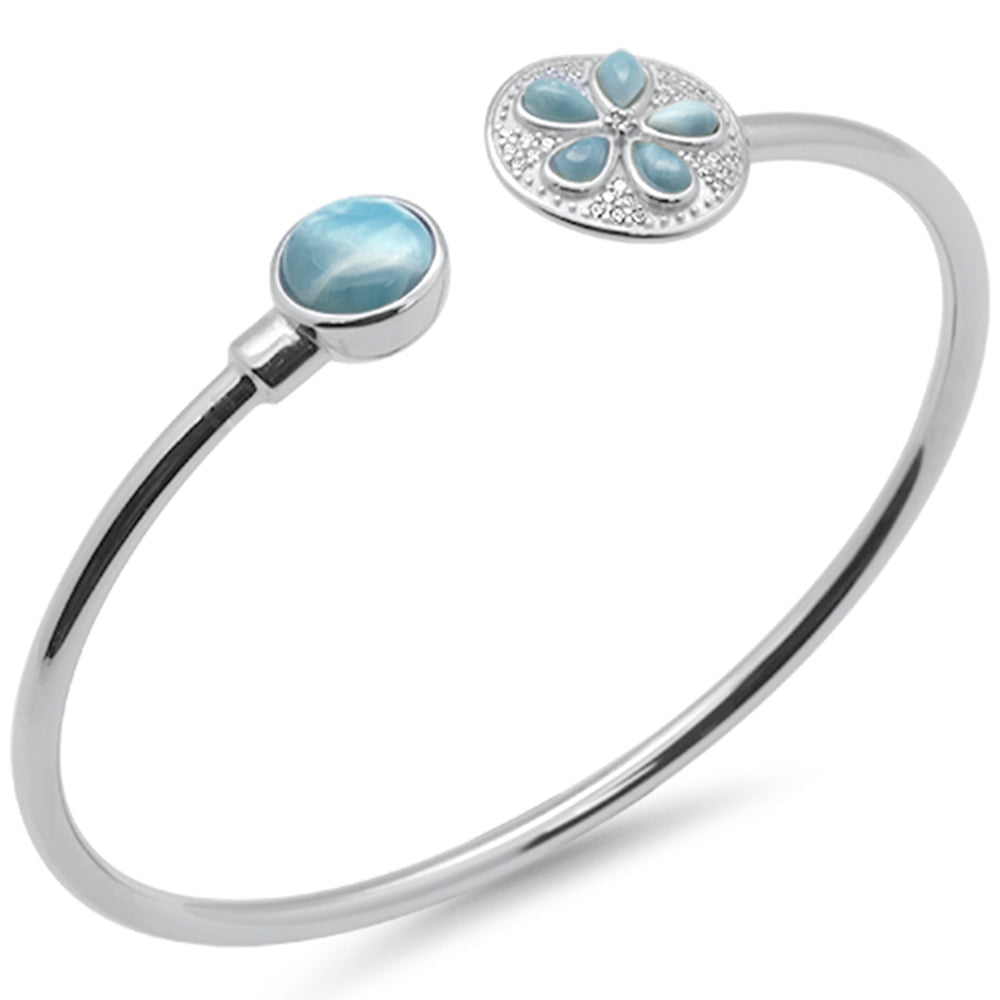 Sunset Shoreline Plumeria Larimar Cuff Bracelet