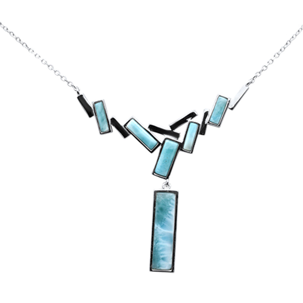 Deep Sea Rectangle Larimar Charm Necklace (14+2” Adjustable)