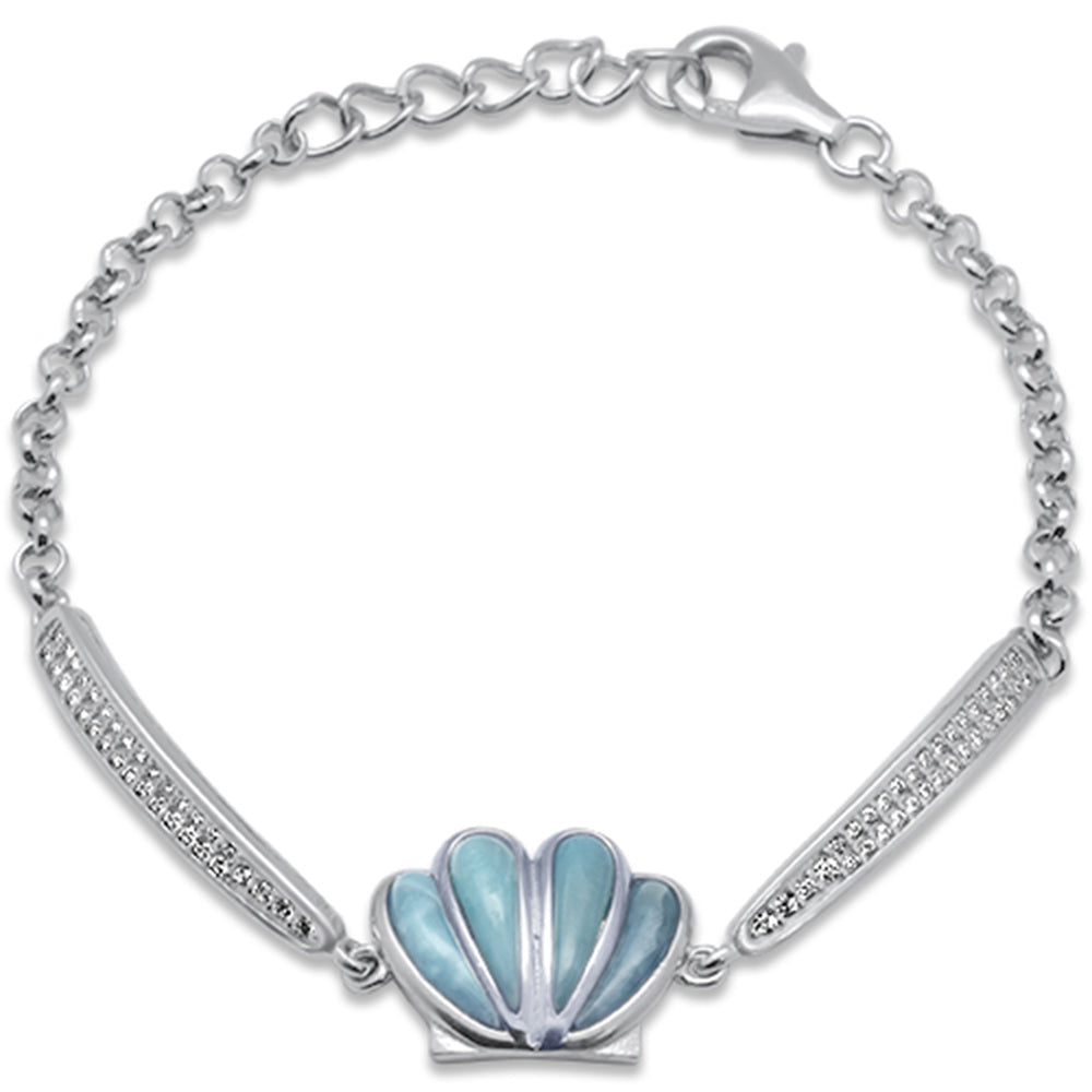 Tidal Glow Oyster & Larimar Bracelet