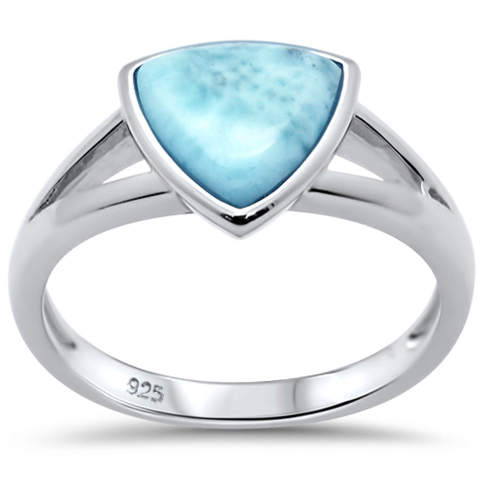 Luminous Trillion Ocean Blue Larimar Ring