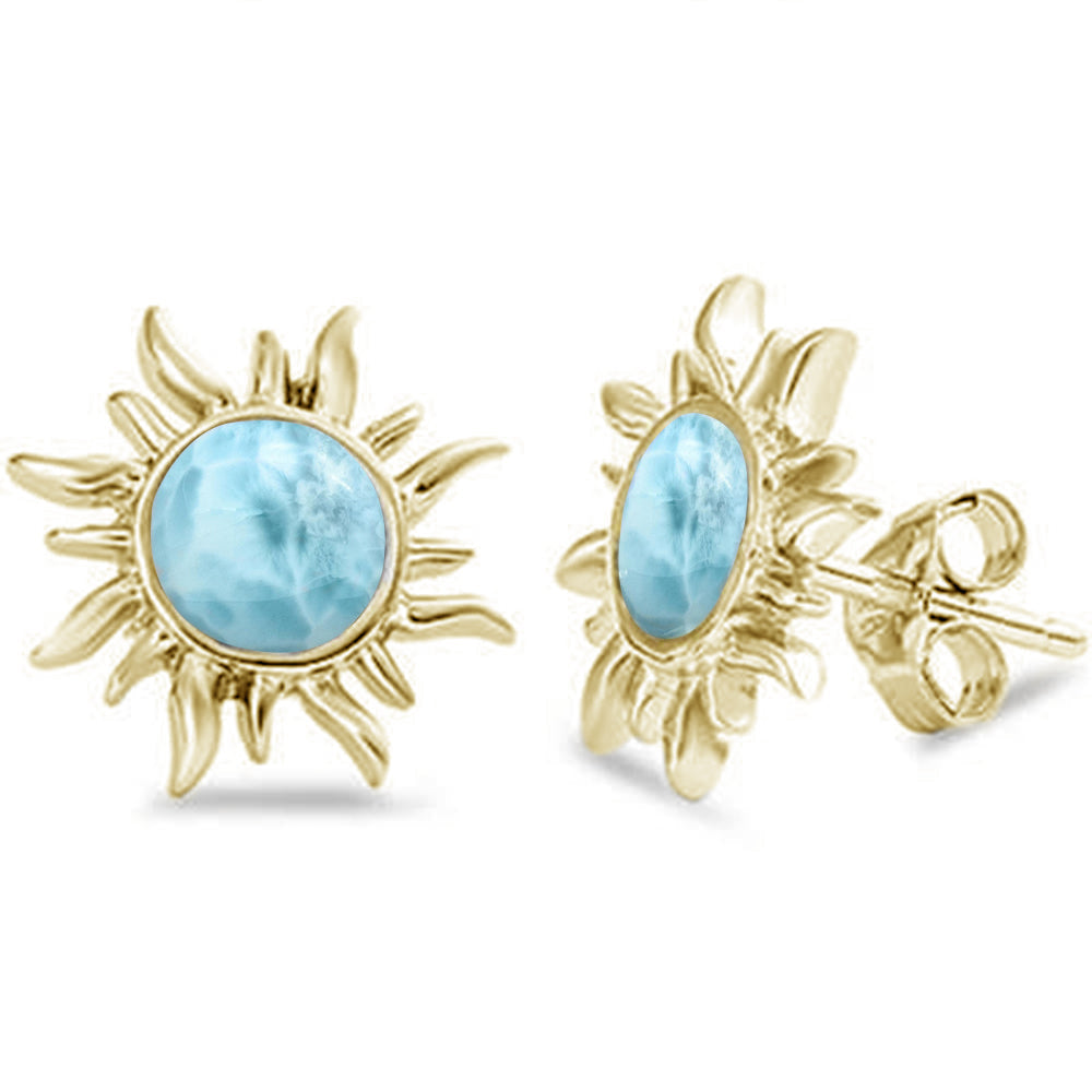 Gold Luminous Sunbeam Larimar Earrings