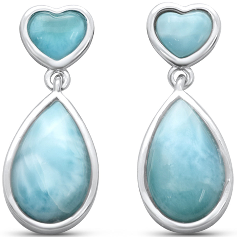 Serene Heart & Pear Larimar Earrings