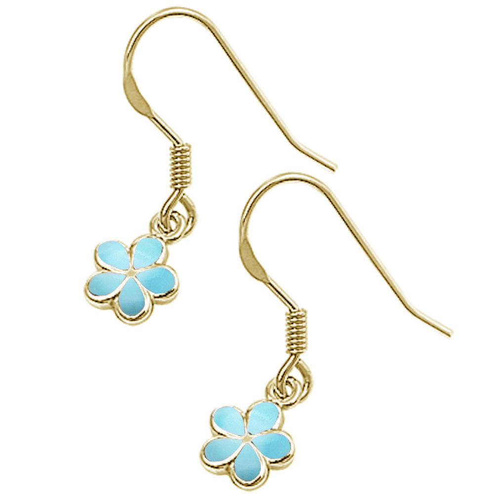 Gold Tropical Petal Larimar Hoop Earrings