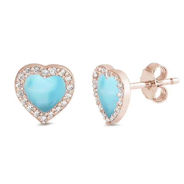 Rose Gold Glimmering Larimar Earrings