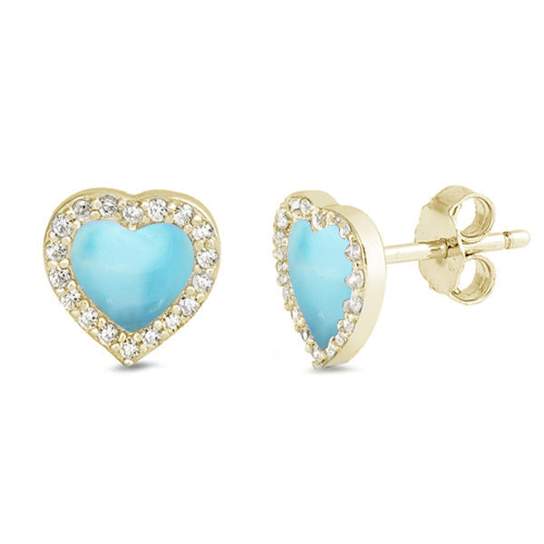 Gold Celestial Heartbeat Larimar Earrings