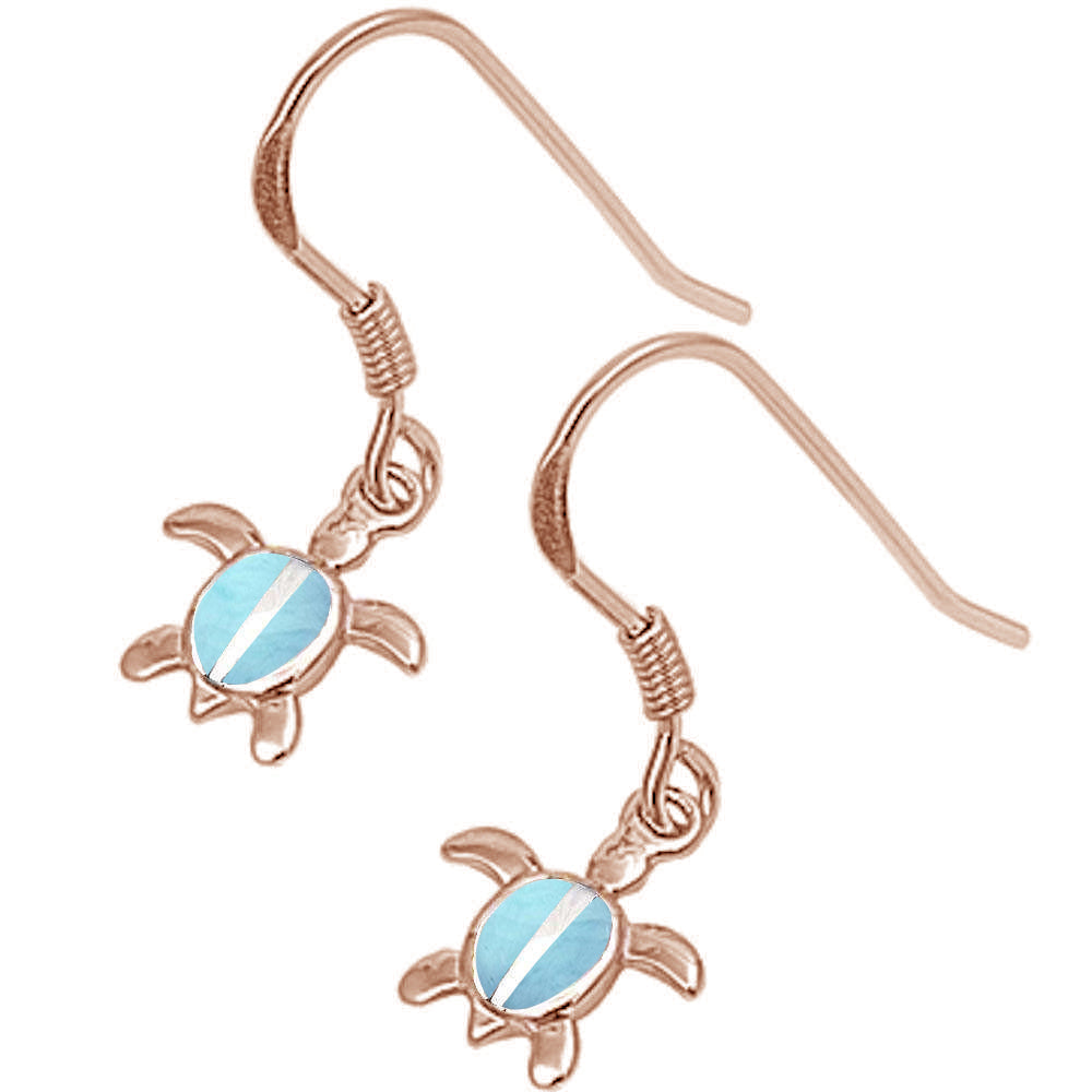 Rose Gold Coastal Turtle Hoop Earrings