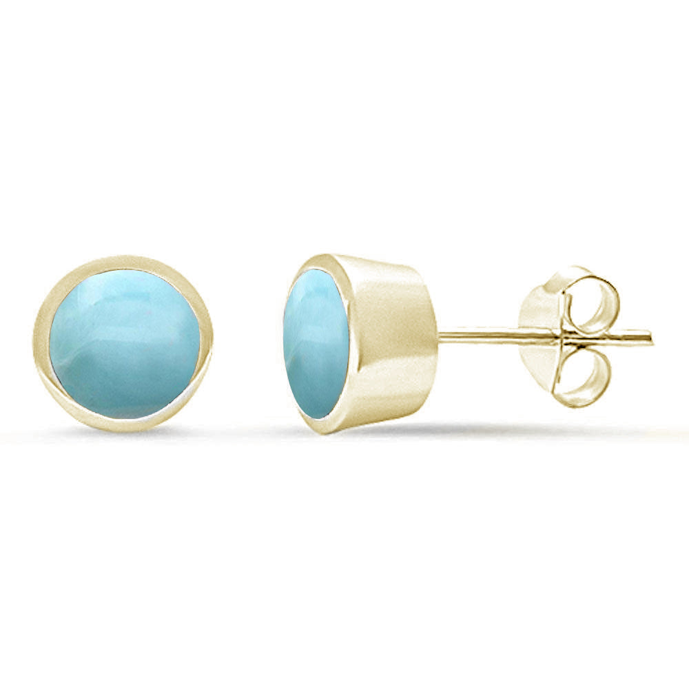 Gold Aquamarine Larimar Bezel Earrings