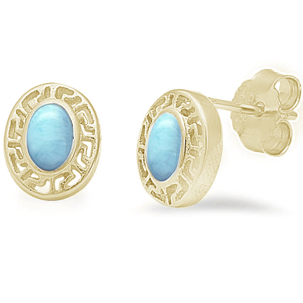 Gold Elysian Oval Larimar Earrings